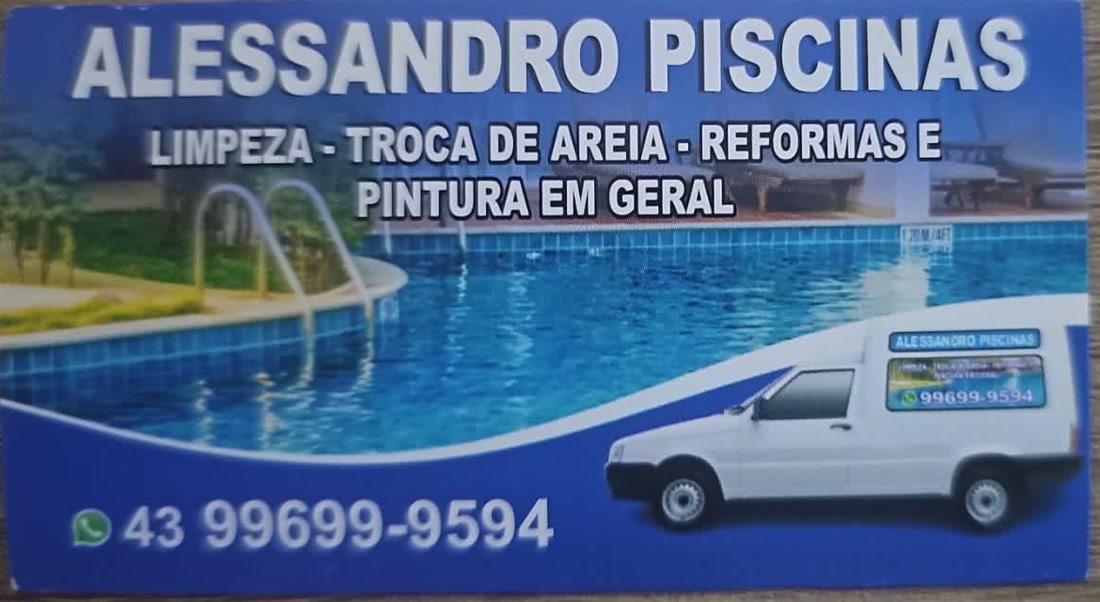 Cartão de visita da Alessandro Piscinas com a Fiorino